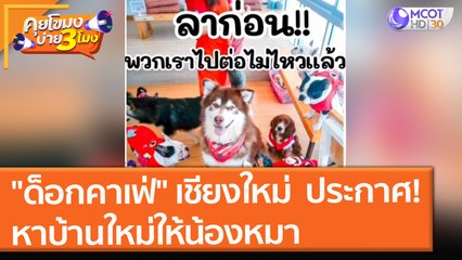 "ด็อกคาเฟ่" เชียงใหม่ ประกาศหาบ้านใหม่ให้น้องหมา (4 ส.ค. 64) คุยโขมงบ่าย 3 โมง