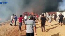 حريق ضخم يلتهم مخيم اللاجئين السوريين بالبقاع اللبناني
