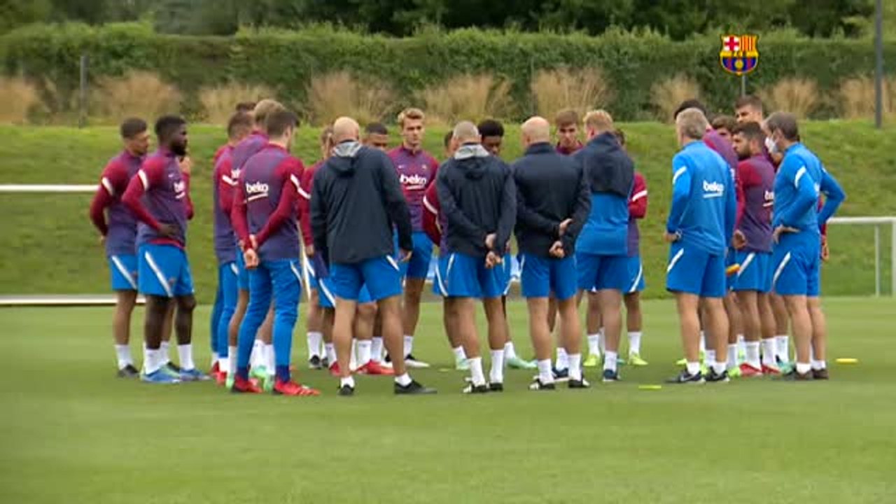 Entrenamiento del Barça antes de enfrentarse al Salzburgo