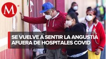 Familiares de pacientes covid 'abarrotan' hospitales de CdMx en espera de noticias