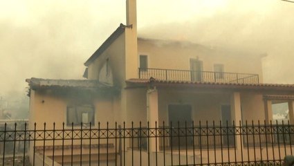 Homes destroyed by dozens of wildfires throughout Greece