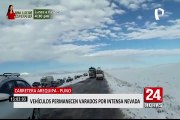 Arequipa: Decenas de vehículos quedaron varados tras nevada en carretera
