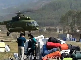 Royal Nepal army MI8 helicopter taking off