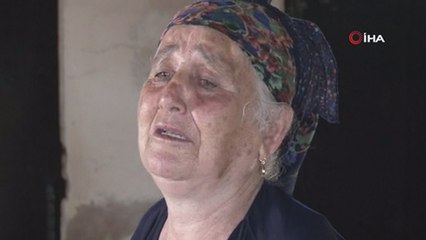 Yaşlı kadın, yanan evini görünce gözyaşlarını tutamadı