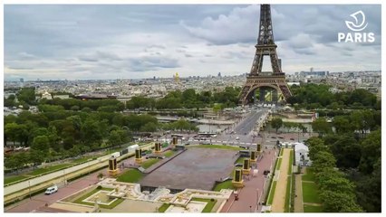 Installation du Live des Jeux olympiques aux jardins du Trocadéro