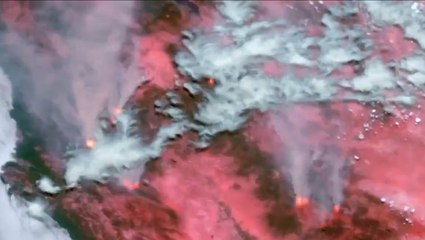 Satellite imagery shows wildfires burning in California