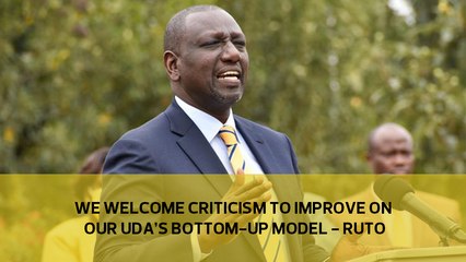 We welcome criticism to improve on our UDA's bottom-up model - Ruto