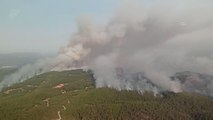 Son dakika: Milas'ın Fesleğen Yaylası'nda devam eden orman yangını havadan görüntülendi