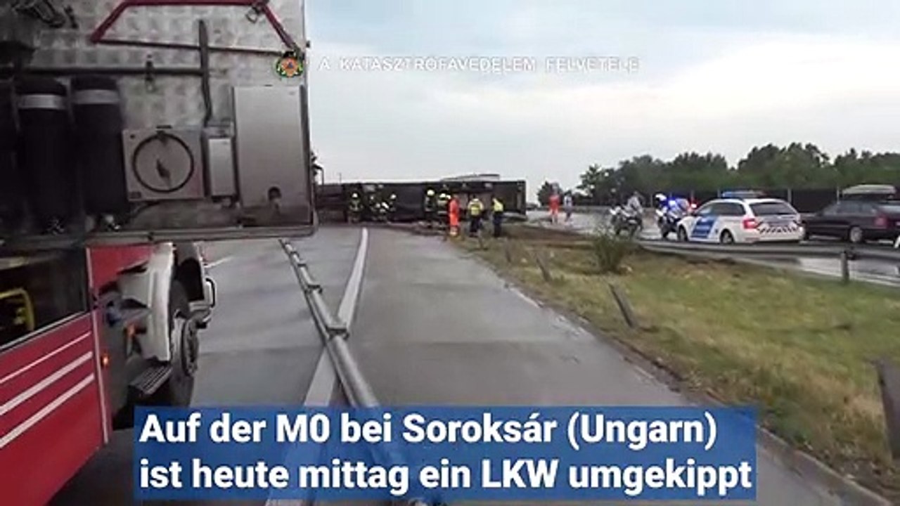LKW auf die Seite gelegt auf M0!