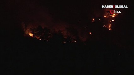 Köyceğiz'de gece saatlerinde alevler yeniden yükseldi