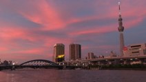 Vivid sunset over Tokyo as the Olympics near their end