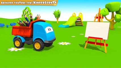 Download Video: Leo der neugierige Lastwagen malt eine bunte Rutsche! Tolle Kinderanimationen zum Lernen