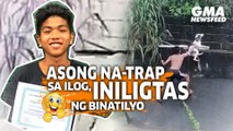 Asong na-trap sa ilog, iniligtas ng binatilyo | GMA News Feed