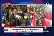 Realizan gran manifestación en la Plaza San Martín en contra del gobierno de Pedro Castillo