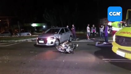 Acidente de trânsito entre carro e moto é registrado na BR-277