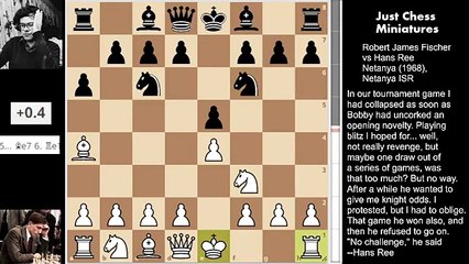 Bobby Fischer´s 16. Bg5 novelty demolishes his opponent (1968)