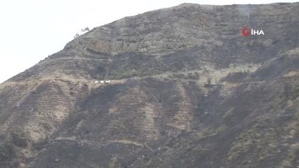 Karabük'teki orman yangınının izleri gün ağarınca böyle görüntülendi