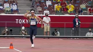 Neeraj Chopras goldwinning throw  Tokyo2020 Highlights