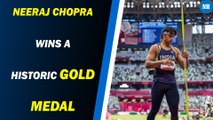 Neeraj Chopra wins a historic gold medal in men's javelin throw event