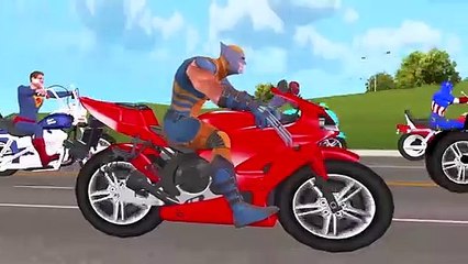 Bike Racing Videos For Children By Spiderman Ironman Hulk Batman Superman Cartoons