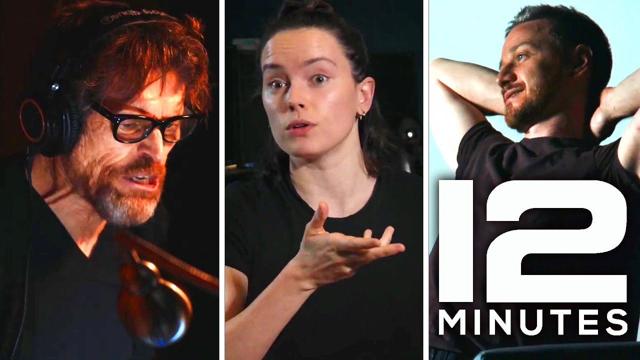 12 MINUTES : James McAvoy, Daisy Ridley, Willem Dafoe en séance de doublage