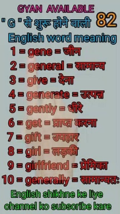 #gyan_available_short_VDO_82  अँग्रेजी बोलना सीखें/ English to Hindi daily use word meaning practice