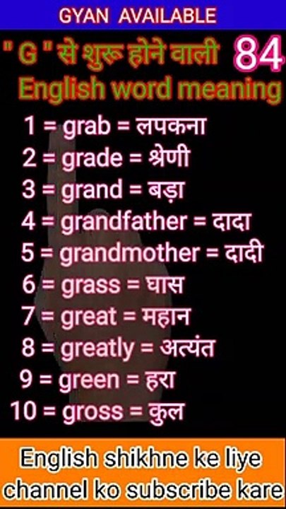 #gyan_available_short_VDO_84  अँग्रेजी बोलना सीखें/ English to Hindi daily use word meaning practice