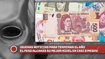 ¡Buenas noticias para terminar el año peso alcanza su mejor nivel en casi 8 meses!