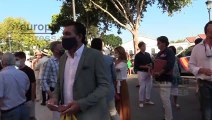 Jose Antonio Canales Rivera, feliz con Isabel Márquez tras su reconciliación, en la corrida de toros