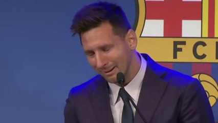 Lionel Messi crying during his press conference - Goodbye Barcelona
