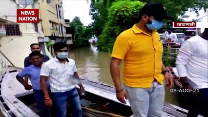 Ganga near danger mark in Varanasi, boat is plying on the roads