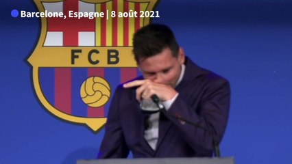 Foot: Messi en larmes lors de sa conférence de presse d'adieu au Barça