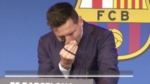 ميسي يودع نادي برشلونة بالدموع