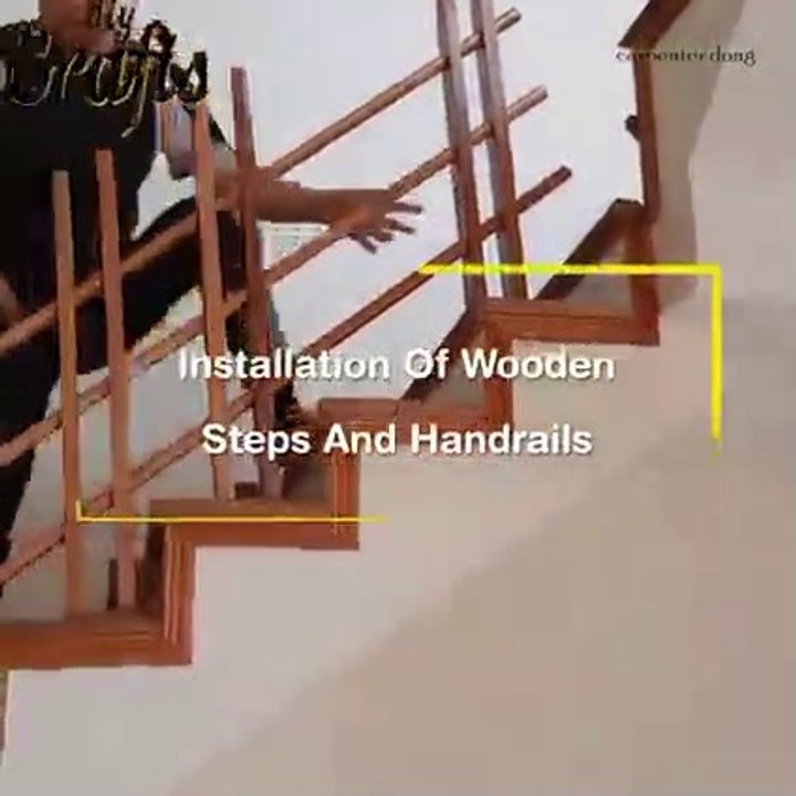 installation of wood steps and handrails  In The House  Building Stair  Woodworking Projects