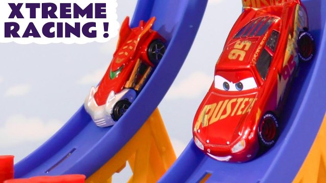 Disney Cars Lightning McQueen in Extreme Racing Funny Funlings Race Competition versus Hot Wheels PJ Masks and Marvel in this Family Friendly Full Episode English Video for Kids by Toy Trains 4U