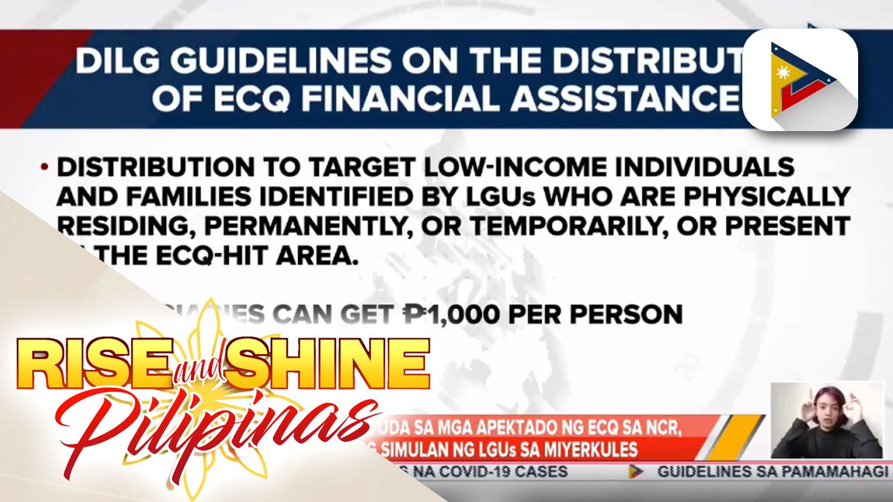 Guidelines para sa pamamahagi ng ayuda, Inilabas ng DILG; Pamamahagi ng financial aid, maaari nang simulan ng LGUs sa Miyerkules