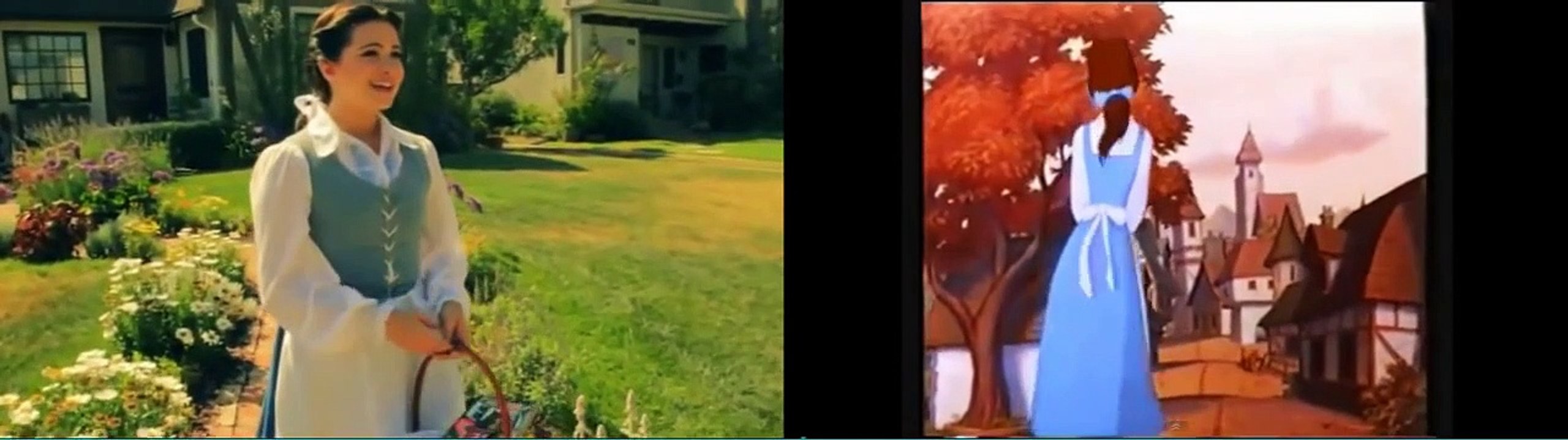 Beauty and the Beast - Belle (Little Town) versus real modern version