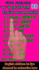 #gyan_available_short_VDO_88  अँग्रेजी बोलना सीखें/ English to Hindi daily use word meaning practice