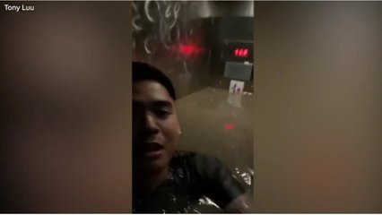 홍수 피해 보려다 엘리베이터에서 목까지 차오른 물에 구조 요청 / YTN