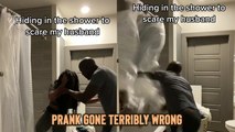 'Hiding in the Shower Prank on Husband Gone Wrong *Wife Knocked Out* - 21 Million  Views '