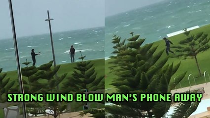 'Strong Wind Blows Away Man’s Phone | Try Not to Laugh'