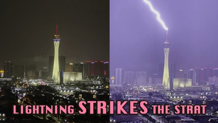 'Desert Storm Warning - Lightning Strikes The Strat in Las Vegas'