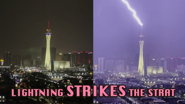'Desert Storm Warning - Lightning Strikes The Strat in Las Vegas'