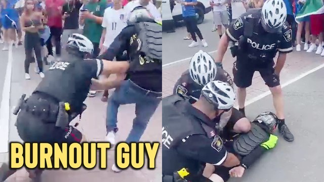 'Cops Aggressively Arrest Man Doing Burnout on his Bike'