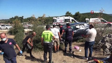 Çanakkale’de takla atan otomobildeki 3 kişi yaralandı