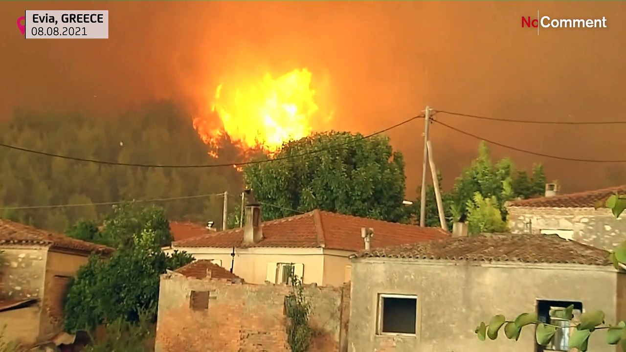 Enorme incêndio devora florestas na ilha de Eubeia