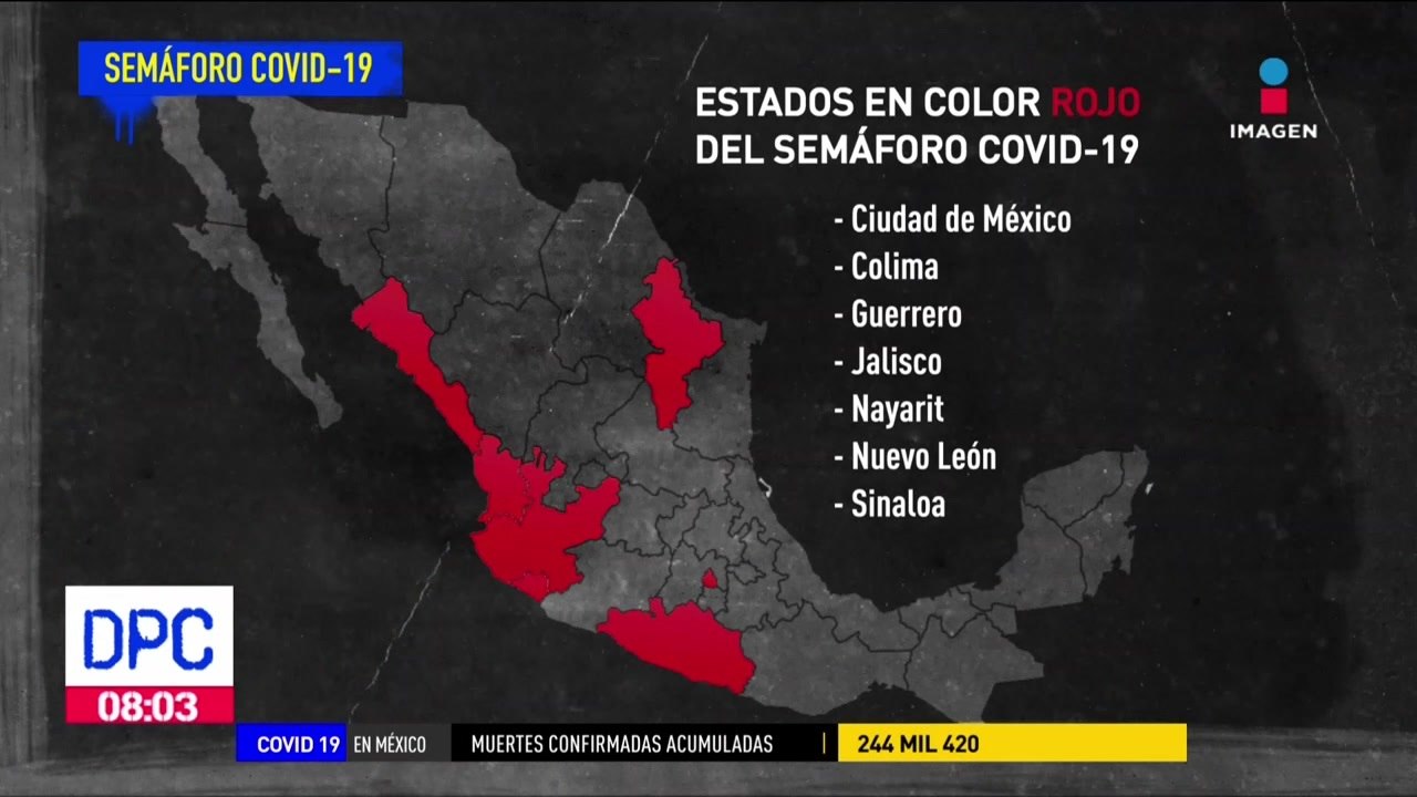 Siete entidades se mantienen en semáforo rojo