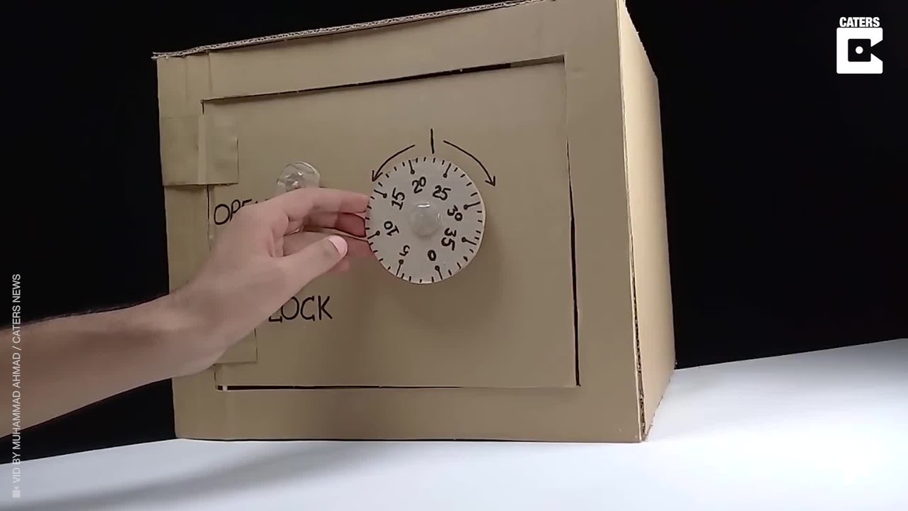 Bastelidee mit Köpfchen: Ein funktionierender Safe aus Pappe