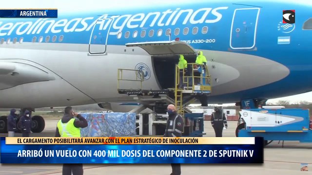 Arribó un vuelo con 400 mil dosis del componente 2 de sputnik v