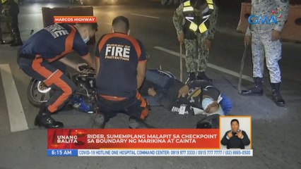Rider, sumemplang malapit sa checkpoint sa boundary ng Marikina at Cainta | UB